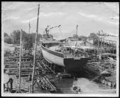 Portside stern view of BYMS -41 before launching Barbour Boat Works, New Bern, NC